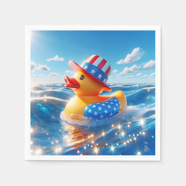 Patriotic Yellow Rubber Duck  Napkins (Front)