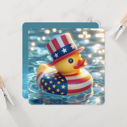 Patriotic Yellow Rubber Duck Pool Party Invitation