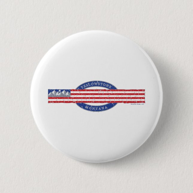 Patriotic Yellowstone Montana Button (Front)