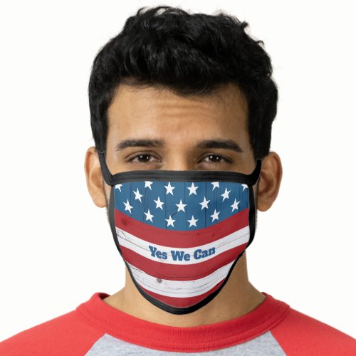 Patriotic Yes We Can Rustic Stars Stripes USA Flag Face Mask