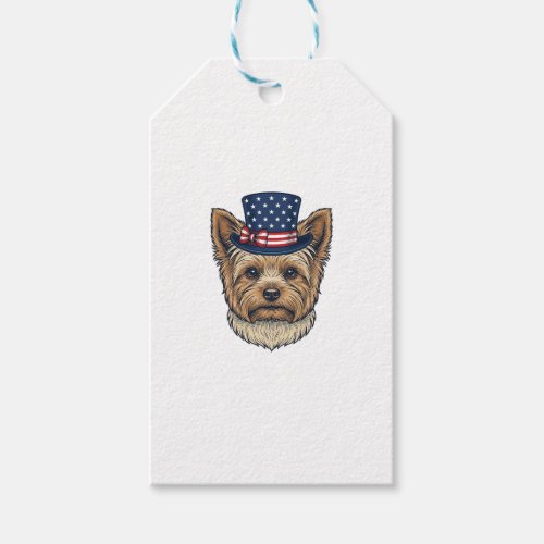 Patriotic Yorkshire Terrier Vintage Gift Tags