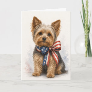 Patriotic Yorkshire Terrier - Yorkie 4th of July Card