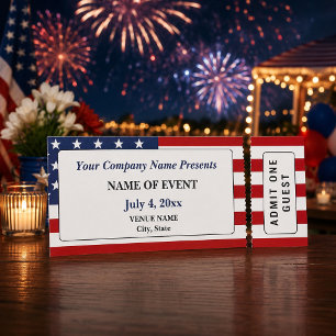 Patriotic Your Company Event July 4th Guest Raffle Tickets