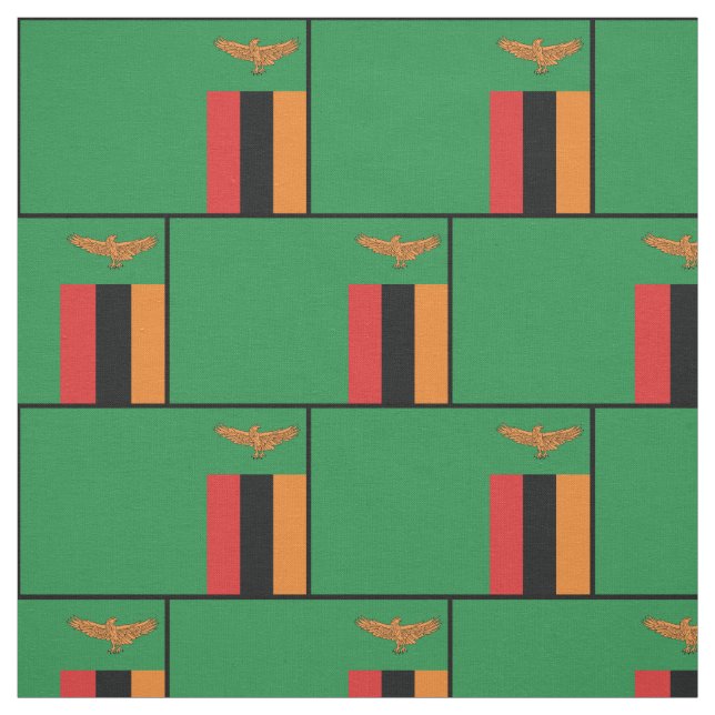 Patriotic Zambia Flag Black Border Fabric (Swatch)