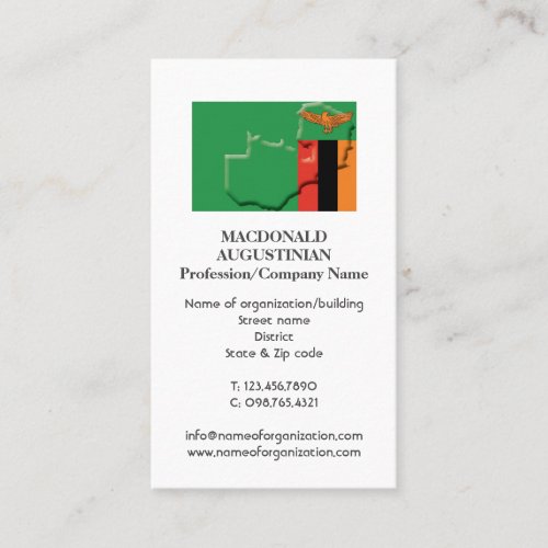 Patriotic  ZAMBIA FLAG  Photo Business Card