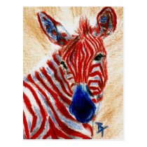Patriotic Zebra Postcard