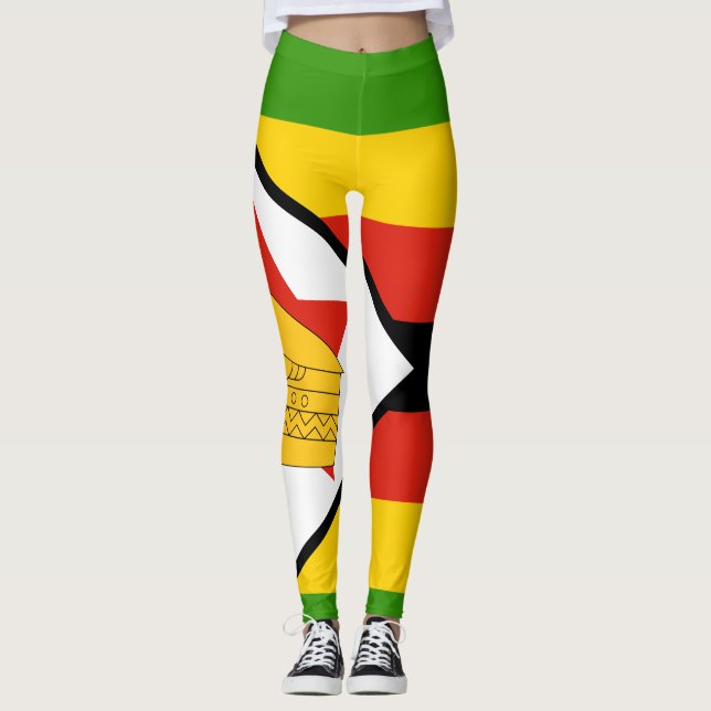 Patriotic Zimbabwe flag Africa Leggings (Front)