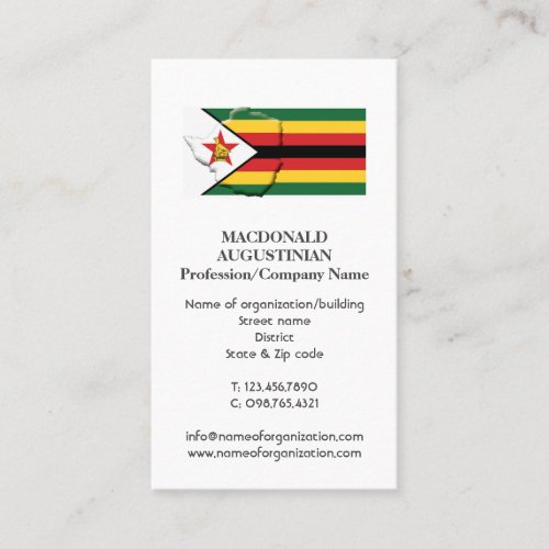 Patriotic  ZIMBABWE FLAG   Photo Business Card