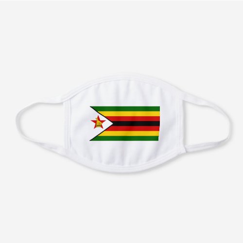 Patriotic Zimbabwe Flag White Cotton Face Mask