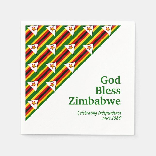 Patriotic | ZIMBABWE FLAG | Zimbabwean Paper Napkins (Front)