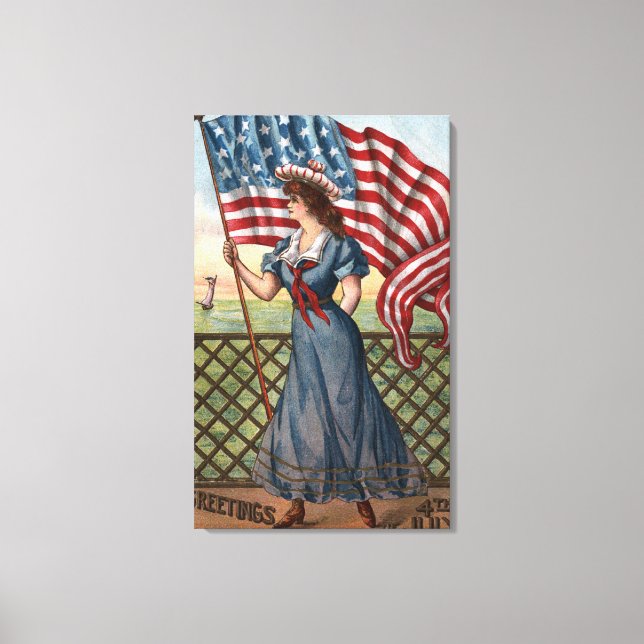 Patriotically Dressed Woman Canvas Print (Front)