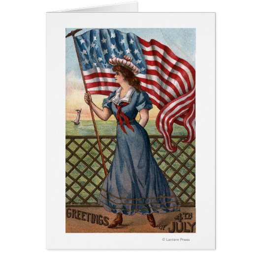 Patriotically Dressed Woman Cards (Front)