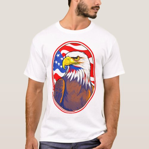 Patriots Emblem American Bald Eagle Sticker T_Shirt