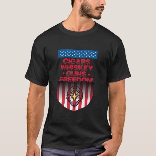 Patriots Emblem Illustration of Flag and Eagle T_Shirt