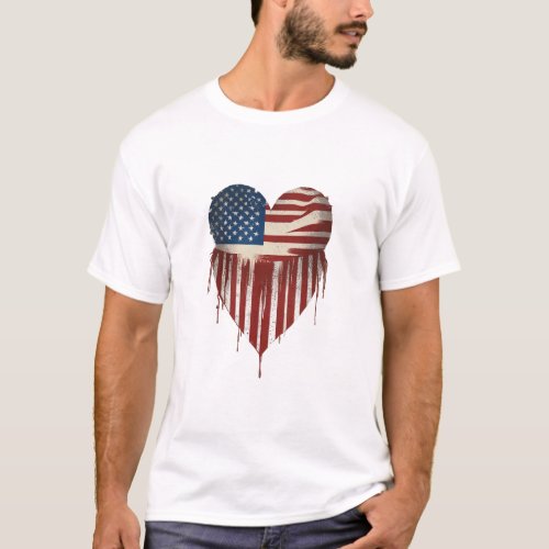 Patriots Pride Flag and Hand Over Heart T_Shirt