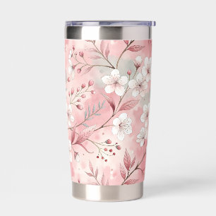 Patrón de flor sakura rosado insulated tumbler
