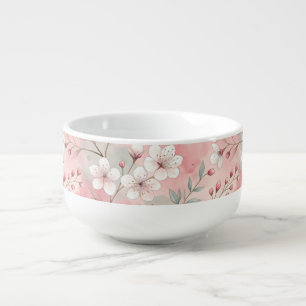 Patrón de flor sakura rosado soup mug