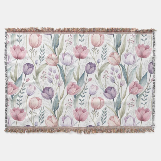 Patrón floral de tulipano escandinavo throw blanket (Front)