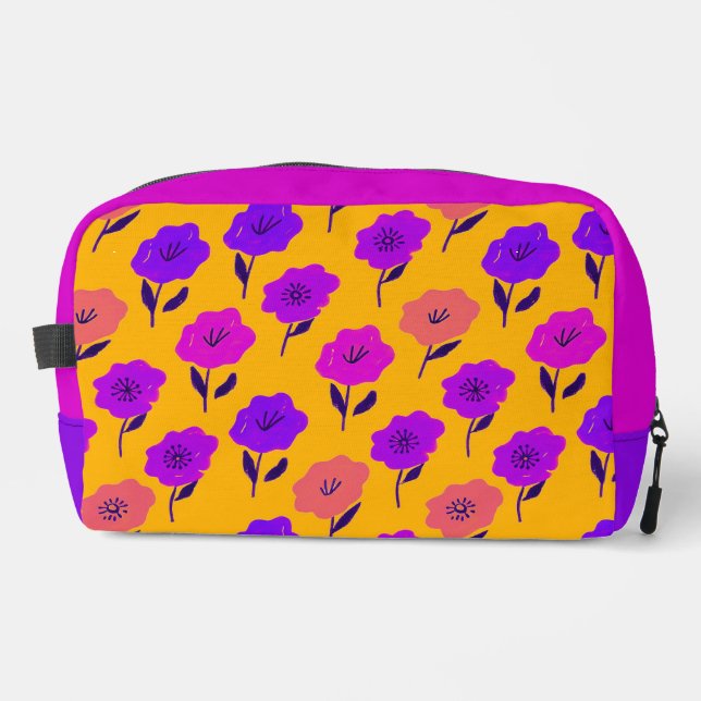 Patrón floral vibrante dopp kit (Front)