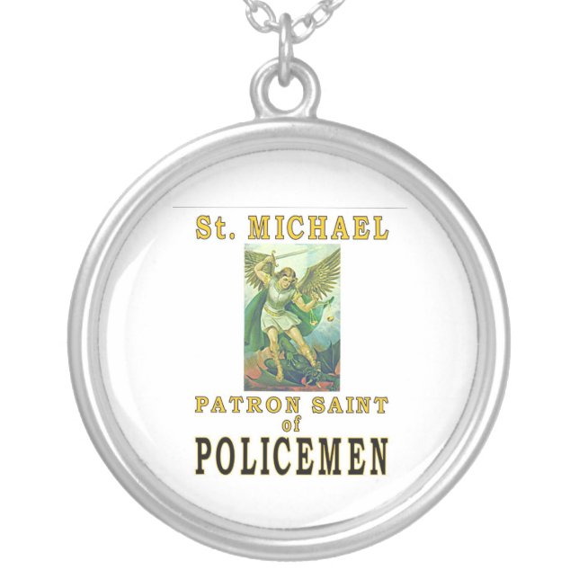 PATRON SAINT POLICEMEN SILVER PLATED NECKLACE (Front)