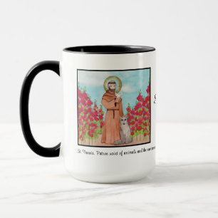 Patron St. Francis of Assisi Watercolor Gift B/W Mug