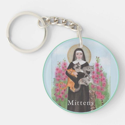 Patron St of Cats Keychain Memorial Your Text