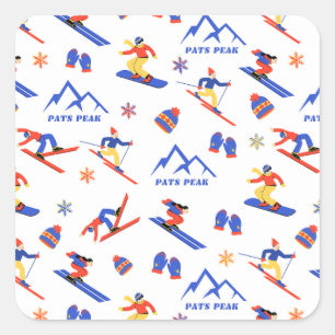 Pats Peak New Hampshire Ski Snowboard Pattern Square Sticker