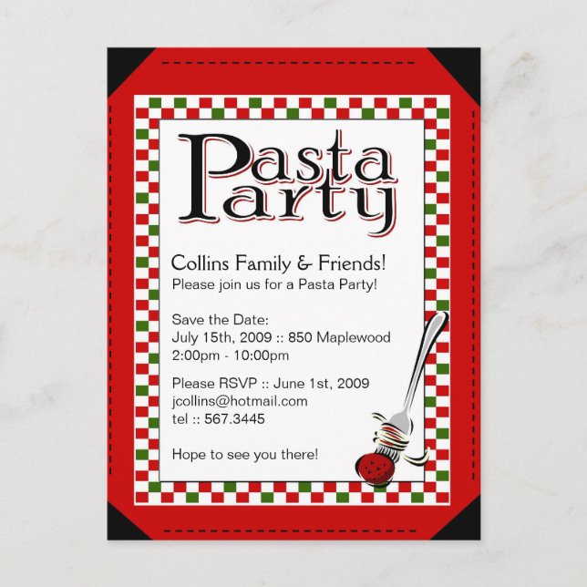 Patsa Party Invitation Postcard (Front)