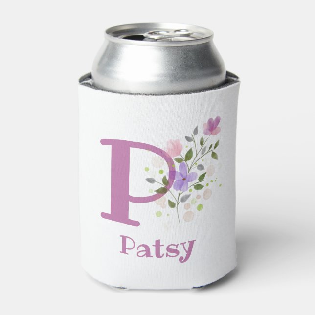 Patsy Name with a Floral Design Can Cooler (Can Front)