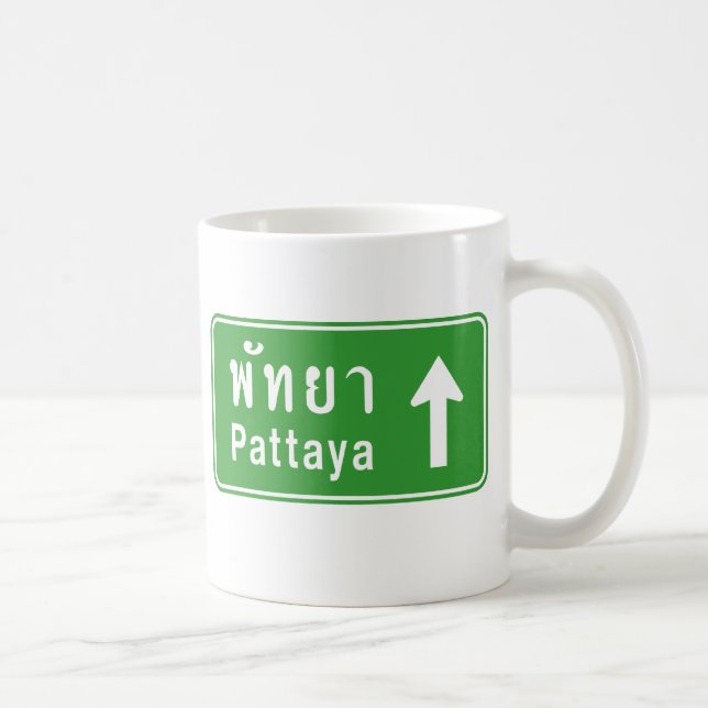 Pattaya Ahead ⚠ Thai Highway Traffic Sign ⚠ Coffee Mug (Right)