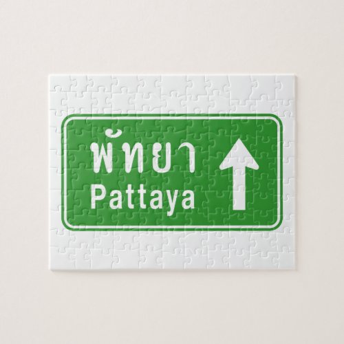 Pattaya Ahead  Thai Highway Traffic Sign  Jigsaw Puzzle