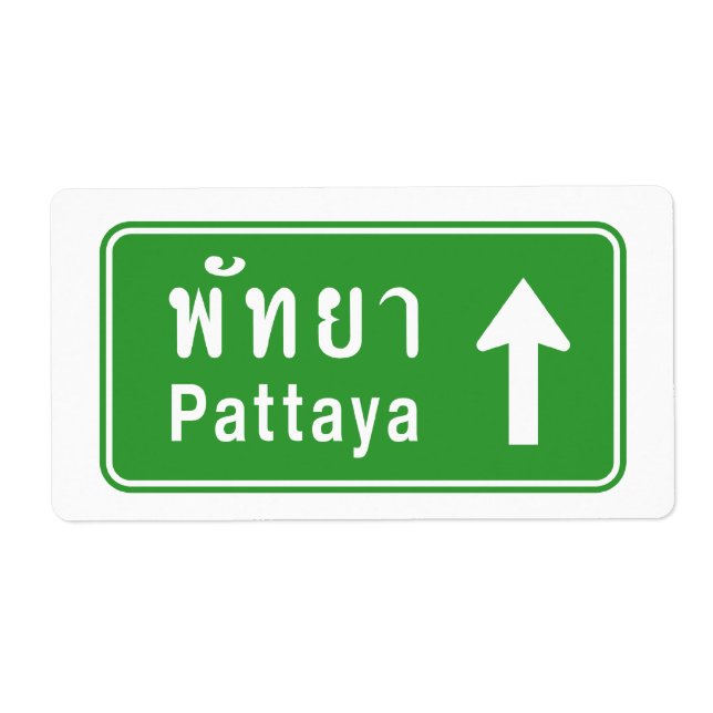 Pattaya Ahead ⚠ Thai Highway Traffic Sign ⚠ Label (Front)