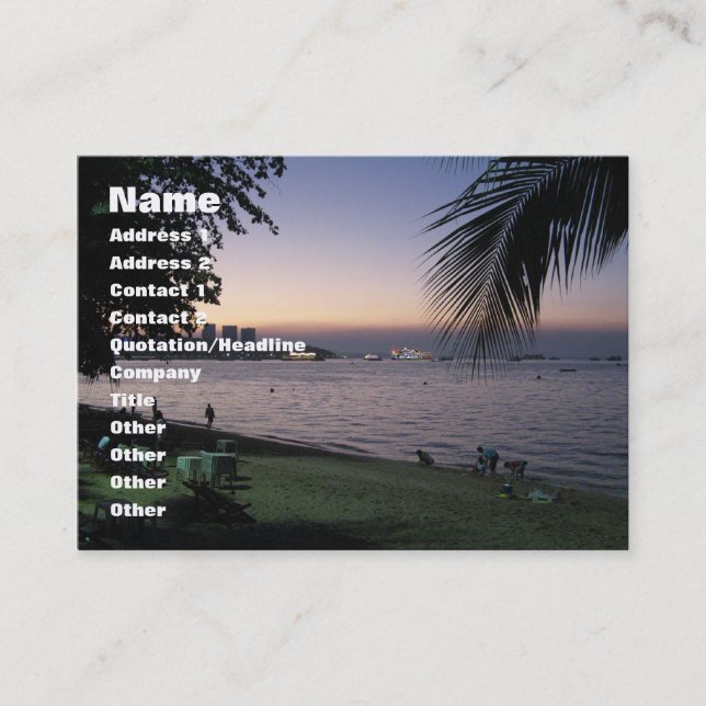 Pattaya Beach Sunset ... Chonburi, Thailand Business Card (Front)