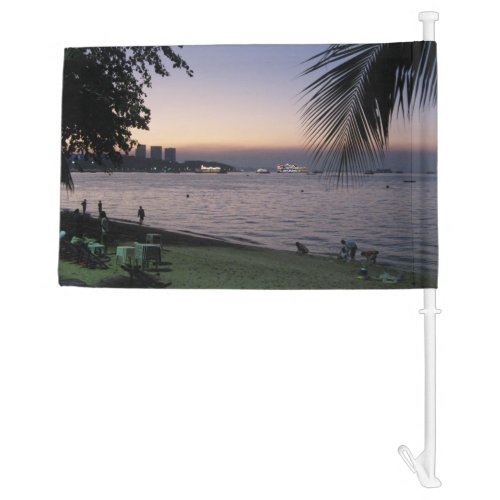 Pattaya Beach Sunset  Chonburi Thailand Car Flag