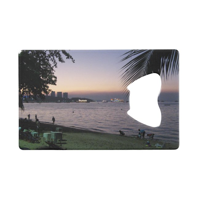 Pattaya Beach Sunset ... Chonburi, Thailand Credit Card Bottle Opener (Front (Horizontal))