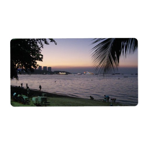 Pattaya Beach Sunset  Chonburi Thailand Label