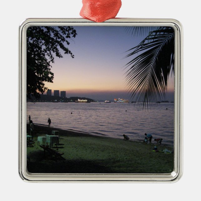 Pattaya Beach Sunset ... Chonburi, Thailand Metal Ornament (Front)