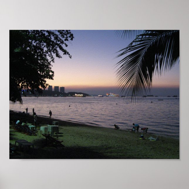 Pattaya Beach Sunset ... Chonburi, Thailand Poster (Front)