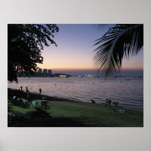 Pattaya Beach Sunset  Chonburi Thailand Poster