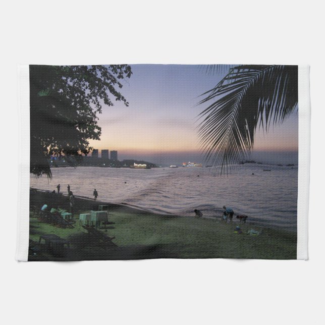 Pattaya Beach Sunset ... Chonburi, Thailand Towel (Horizontal)