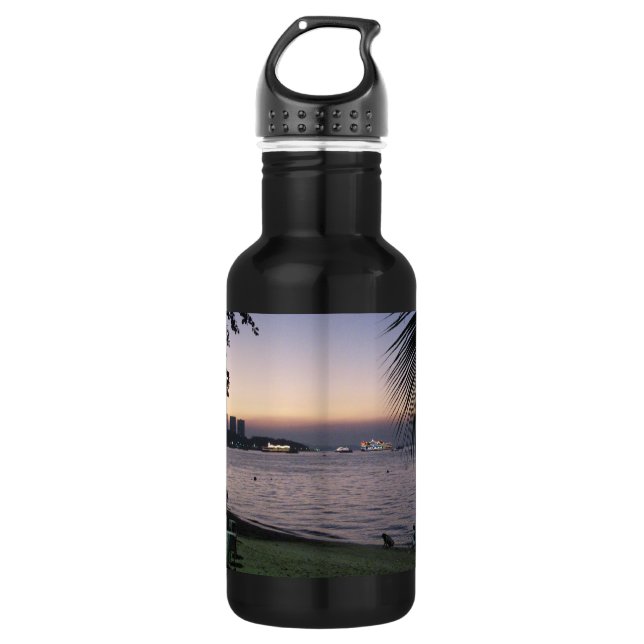 Pattaya Beach Sunset ... Chonburi, Thailand Water Bottle (Front)