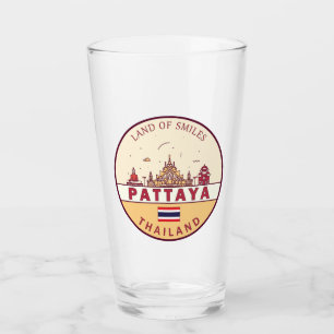 Pattaya Thailand City Skyline Emblem Glass