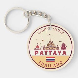 Pattaya Thailand City Skyline Emblem Keychain
