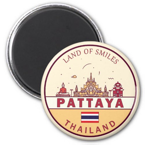 Pattaya Thailand City Skyline Emblem Magnet