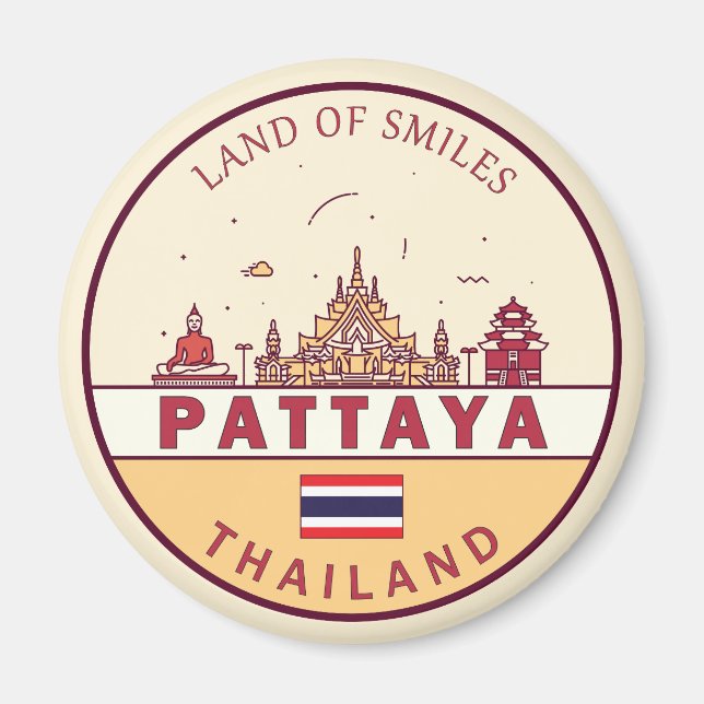 Pattaya Thailand City Skyline Emblem Magnet (Front)