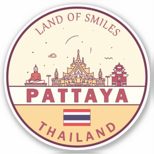 Pattaya Thailand City Skyline Emblem Sticker