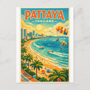 Pattaya, Thailand, in a vibrant retro Postcard