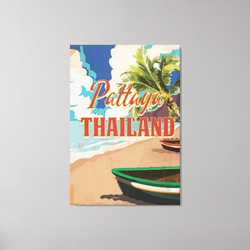 Pattaya Thailand Vintage Travel Poster Canvas Print