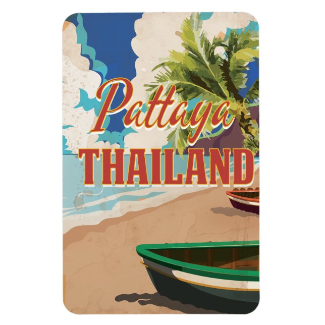 Pattaya Thailand Vintage Travel Poster Magnet (Vertical)