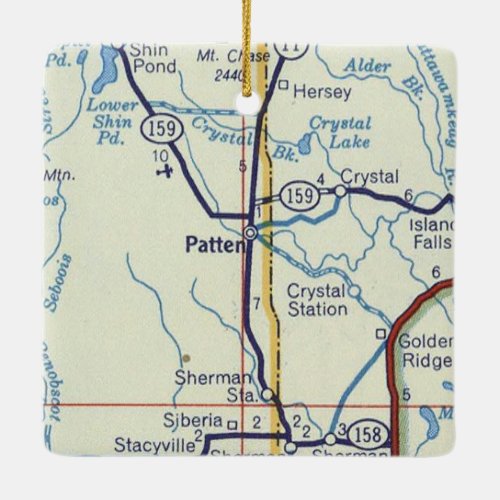 Patten Maine Vintage Map Ceramic Ornament